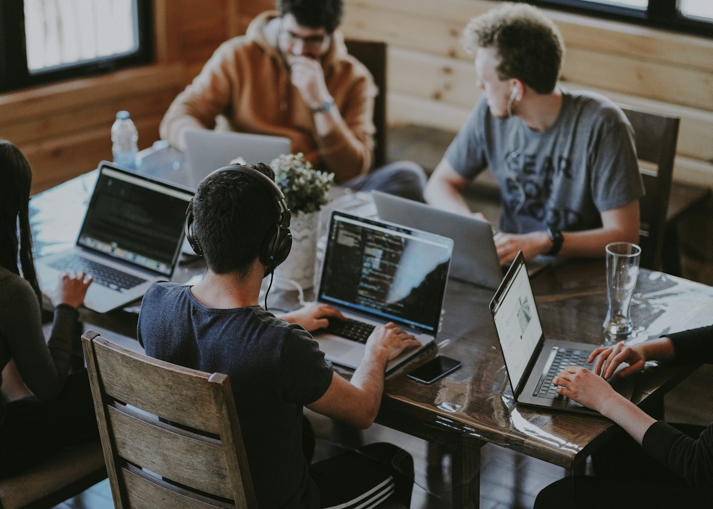 People collaborating around a shared table